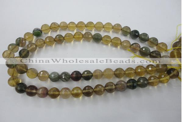 CFL455 15.5 inches 12mm faceted round rainbow fluorite beads