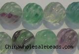 CFL459 15.5 inches 16mm carved round natural fluorite beads