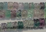 CFL471 15.5 inches 6*8mm carved rondelle natural fluorite beads