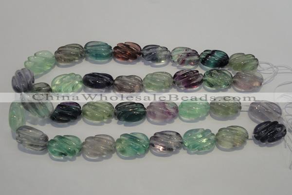 CFL495 15.5 inches 16*24mm carved oval natural fluorite beads