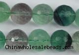 CFL56 15.5 inches 16mm faceted round AB grade natural fluorite beads