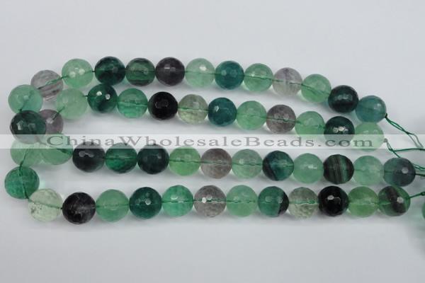 CFL56 15.5 inches 16mm faceted round AB grade natural fluorite beads