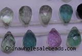 CFL709 Top-drilled 10*14mm faceted teardrop natural fluorite beads