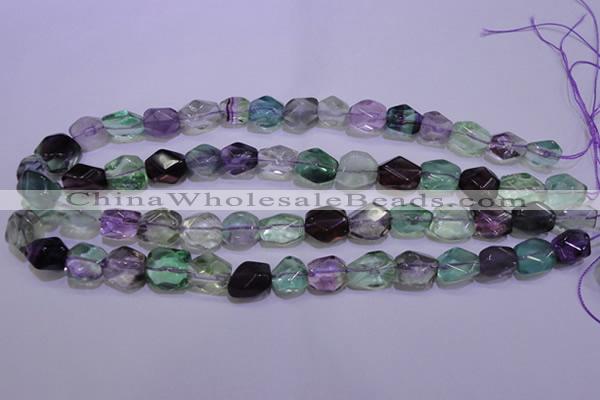 CFL726 15.5 inches 11*15mm faceted nuggets natural fluorite beads