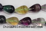CFL765 15.5 inches 8*12mm teardrop rainbow fluorite gemstone beads