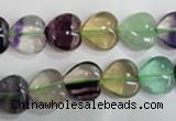 CFL790 15.5 inches 14mm heart rainbow fluorite gemstone beads