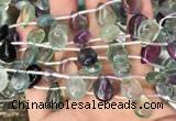 CFL960 Top drilled 10*14mm flat teardrop natural fluorite beads