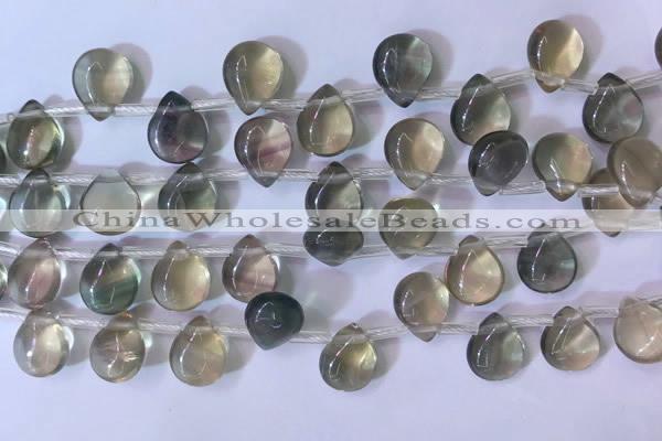 CFL962 Top drilled 9*12mm flat teardrop natural fluorite beads