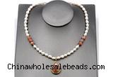 CFN152 baroque white freshwater pearl & moonstone necklace with pendant