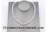 CFN161 baroque white freshwater pearl & white moonstone necklace with pendant