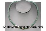 CFN202 4*6mm faceted rondelle green aventurine & potato white freshwater pearl necklace