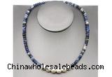 CFN221 4*6mm faceted rondelle sodalite & potato white freshwater pearl necklace