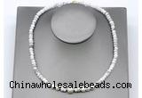 CFN227 4*6mm faceted rondelle white howlite & potato white freshwater pearl necklace