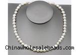 CFN23 8mm - 9mm baroque white freshwater pearl necklace, 16 - 54 inches