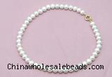 CFN593 Non-knotted 9mm - 10mm potato white freshwater pearl necklace