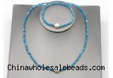 CFN616 4mm faceted round apatite & potato white freshwater pearl jewelry set