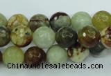 CFW04 15.5 inches 10mm faceted round flower jade beads wholesale