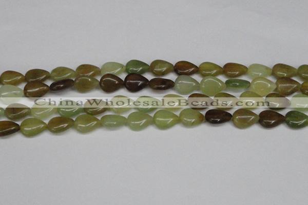 CFW121 15.5 inches 12*16mm flat teardrop flower jade gemstone beads