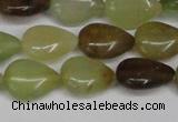 CFW123 15.5 inches 13*18mm flat teardrop flower jade gemstone beads