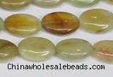 CFW126 15.5 inches 12*16mm flat oval flower jade gemstone beads