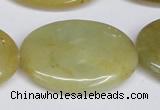 CFW132 15.5 inches 30*40mm flat oval flower jade gemstone beads