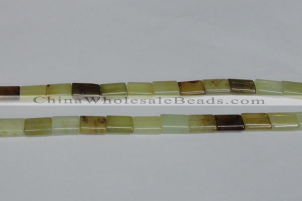 CFW142 15.5 inches 12*16mm flat tube flower jade gemstone beads