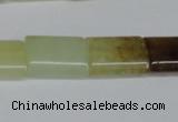 CFW143 15.5 inches 13*18mm flat tube flower jade gemstone beads