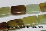 CFW148 15.5 inches 10*14mm rectangle flower jade gemstone beads