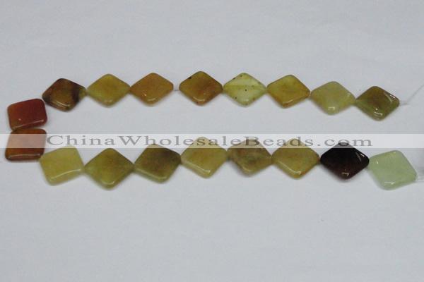 CFW159 15.5 inches 16*16mm diamond flower jade gemstone beads