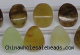 CFW171 Top drilled 13*18mm flat teardrop flower jade gemstone beads