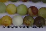 CFW204 15.5 inches 12mm round matte flower jade beads wholesale