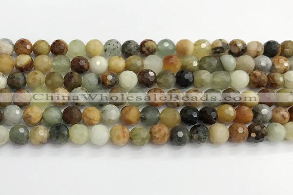 CFW219 15.5 inches 8mm faceted round flower jade beads