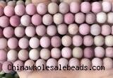 CFW37 15.5 inches 8mm round matte pink wooden jasper beads