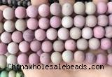 CFW39 15.5 inches 12mm round matte pink wooden jasper beads