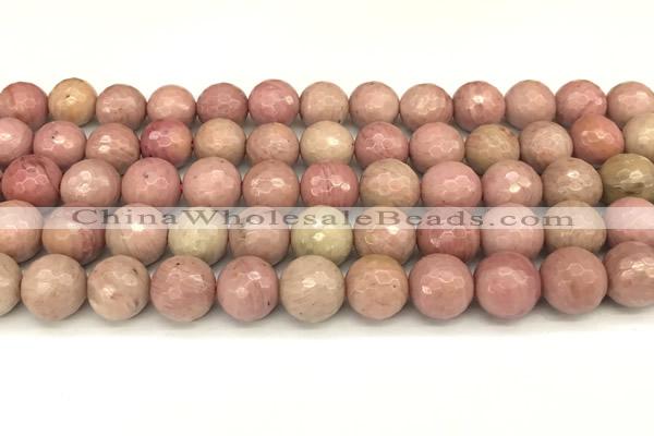 CFW62 15 inches 10mm faceted round pink wooden jasper beads