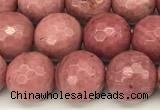 CFW66 15 inches 8mm faceted round pink wooden jasper beads