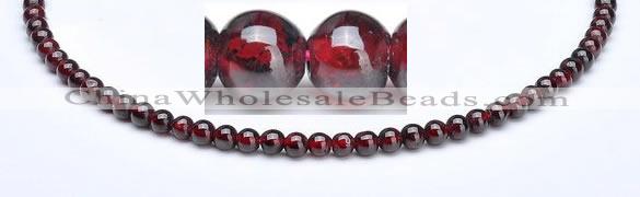 CGA05 15.5 inch 5mm round natural garnet gemstone bead Wholesale