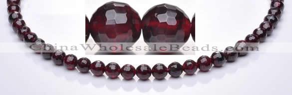 CGA08 multi sizes faceted round natural garnet gemstone beads Wh