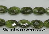 CGA107 15.5 inches 10*14mm faceted oval natural green garnet beads