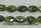 CGA107 15.5 inches 10*14mm faceted oval natural green garnet beads