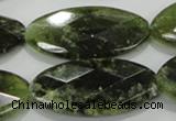 CGA113 15.5 inches 20*40mm faceted oval natural green garnet beads