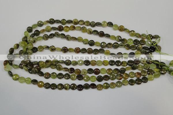 CGA210 15.5 inches 8mm flat round natural green garnet beads