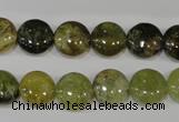 CGA212 15.5 inches 12mm flat round natural green garnet beads