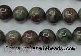 CGA305 15.5 inches 14mm round red green garnet gemstone beads