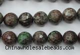 CGA314 15.5 inches 12mm faceted round red green garnet gemstone beads