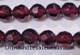 CGA362 14 inches 5mm faceted round natural red garnet beads wholesale