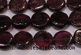 CGA383 15 inches 7mm coin natural red garnet beads wholesale