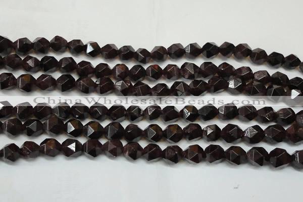 CGA452 15.5 inches 10mm faceted nuggets natural red garnet beads