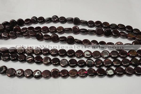 CGA466 15.5 inches 8mm coin natural red garnet beads wholesale