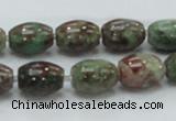 CGA53 15.5 inches 10*14mm drum red green garnet gemstone beads